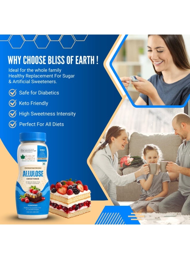 Bliss of Earth Allulose Powder 200g | Rare Sugar Sweetener | Zero Added Sugar | Low Calorie Sugar Substitute | Keto Friendly Sweetener | Diabetic Friendly Sugar Alternative | Baking, Coffee & Dessert Use | Vegan Non-GMO - Image 5